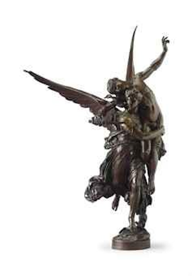 A French Patinated Bronze Figural Group Entitled 'Gloria Victis' by Marius Jean Antonin Mercie