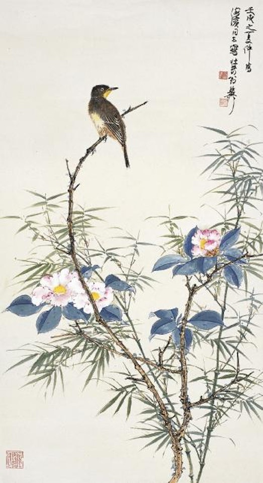 Flower, bamboo and bird by Xie Zhiliu