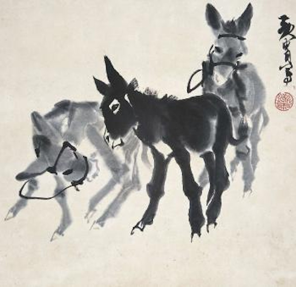 Three donkeys by Huang Zhou