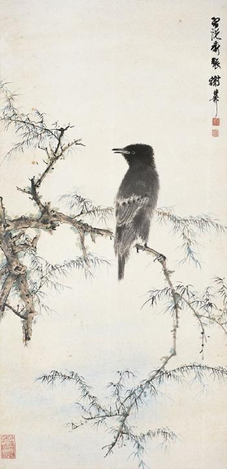 Old willow and wagtail by Xie Zhiliu
