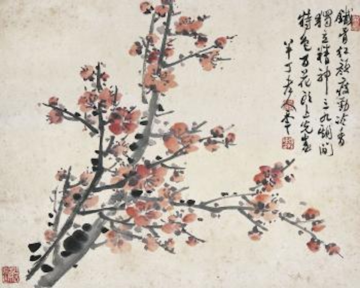 Red plum blossoms by Chen Banding