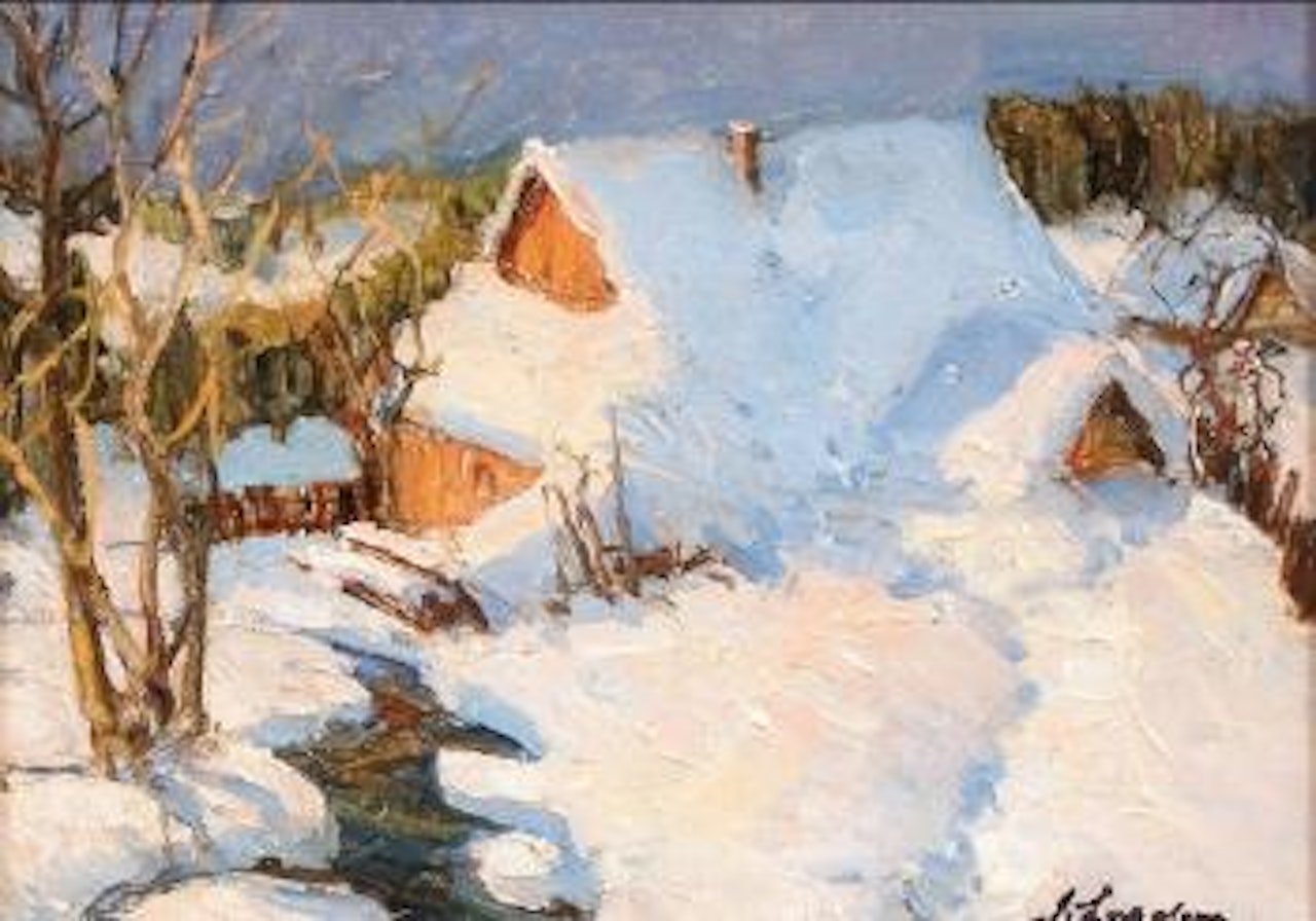 Chalet sous la neige by Georgij Aleksandrovic Lapschin