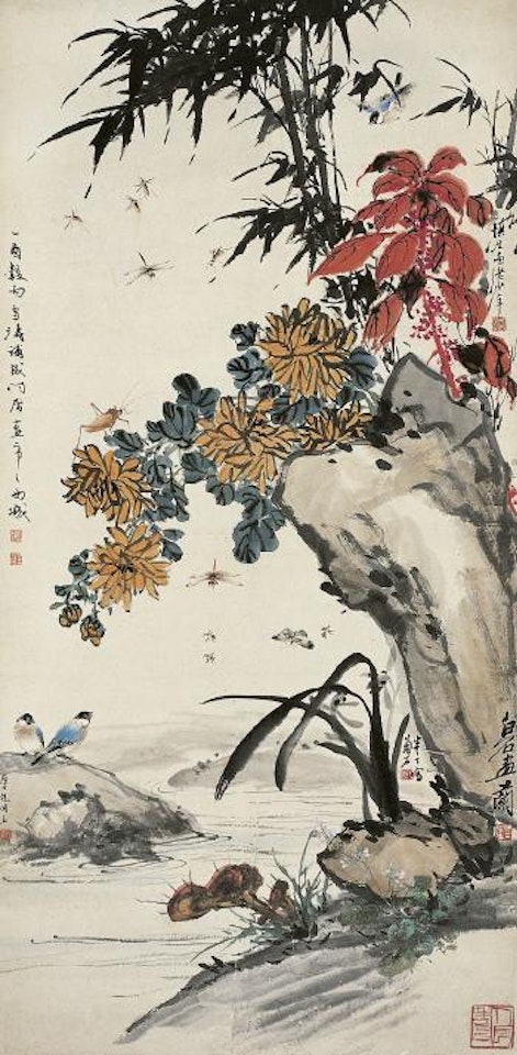 Flower, bird, insect and grass by Chen Banding  by Qi Baishi  by Wang Rong  by Wang Xuetao by Yan Bolong