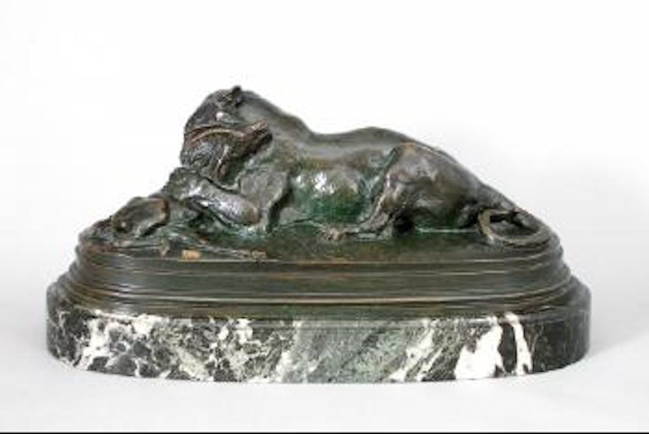 Tigre dévorant une gazelle by Antoine-Louis Barye