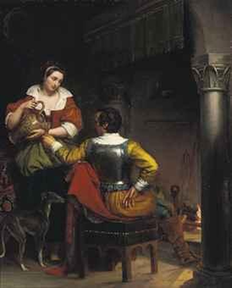 Refreshment at the hearth by Jean Augustin Franquelin