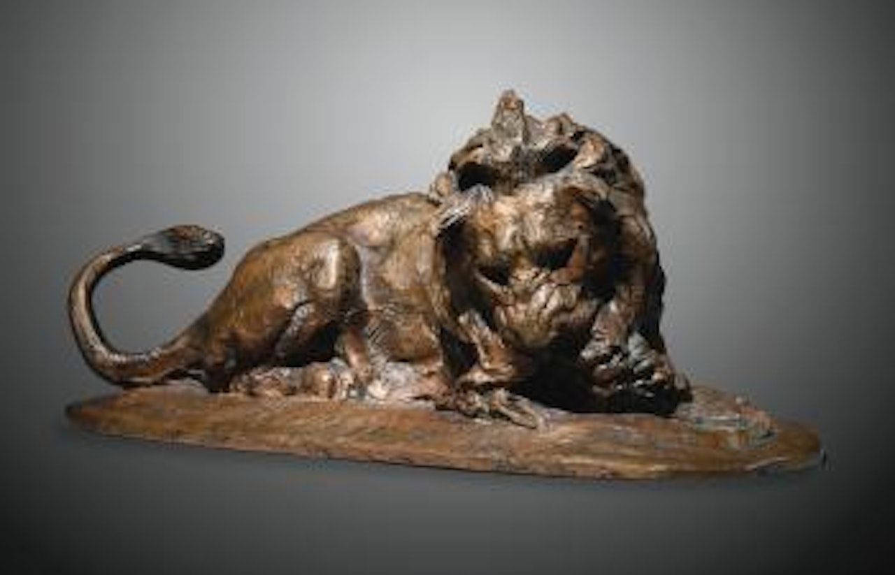 Lion Dévorant Une Biche by Antoine-Louis Barye