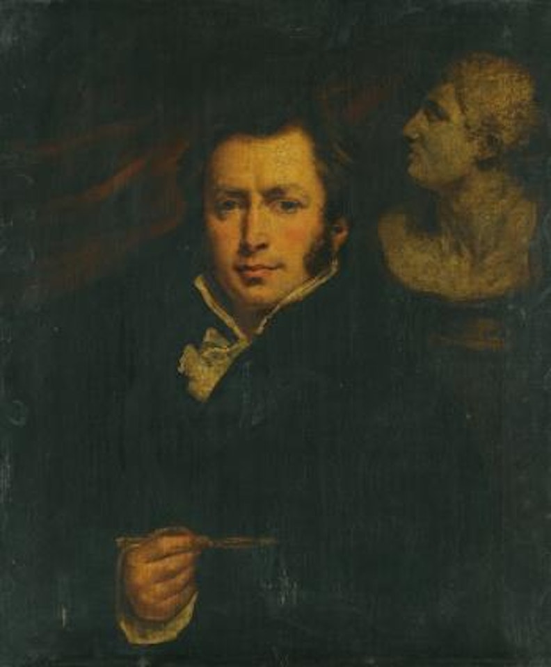 Portrait Of An Artist With a Marble Bust by English School