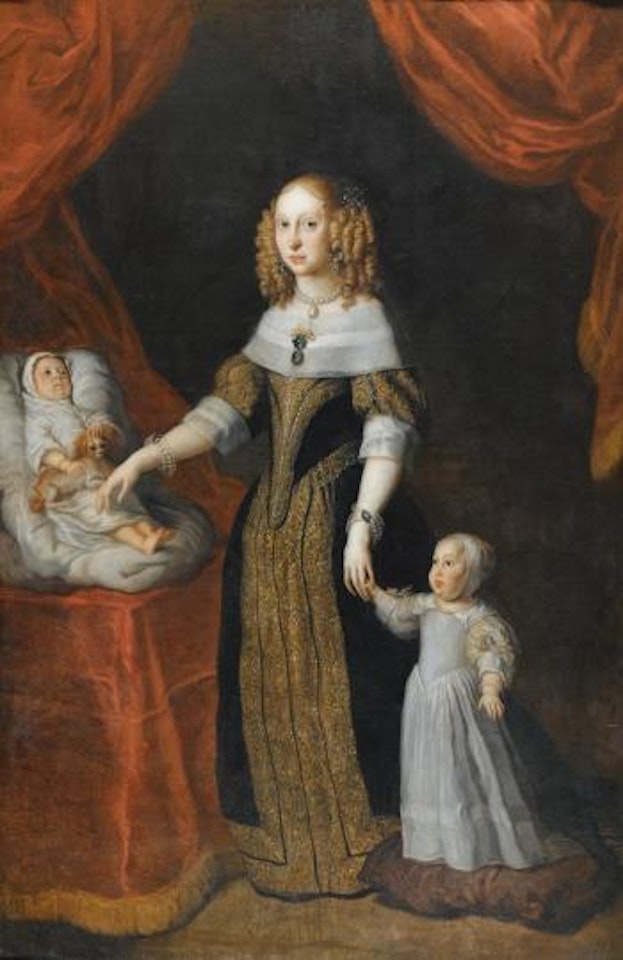 Portrait Of a Lady, Full Length, Standing With Two Children by Anthony van Dyck