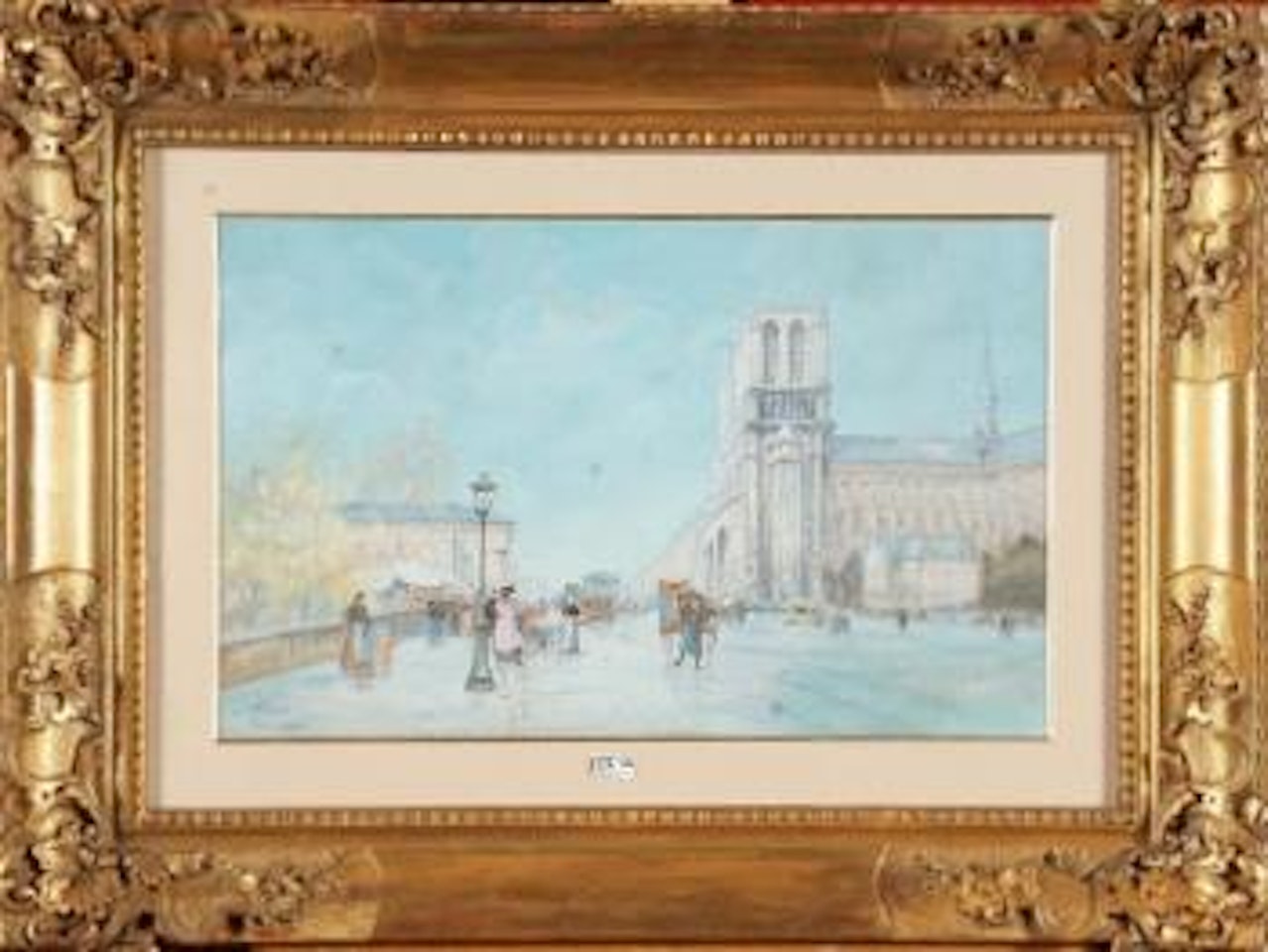 Marché aux fleurs devant Notre-Dame de Paris by Eugene Galien-Laloue