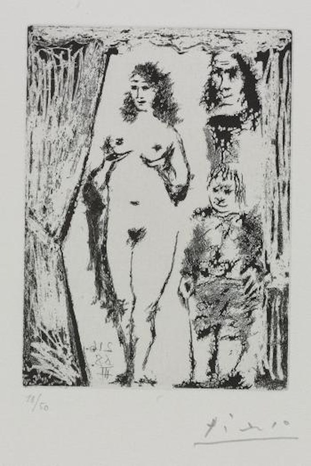 Grosse ProstituÃ©e Et "Mousquetaire" (B. 1655, Ba. 1671) And Couple Et Petit Valet EncadrÃ©s Par Une PortiÃ¨re (B.1657, Ba. 1672) by Pablo Picasso