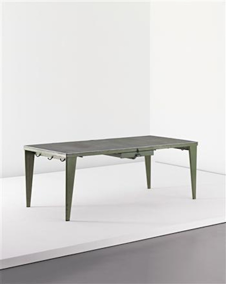 Very rare and important refectory table, from the Société nationale des constructions aéronautiques du Sud-Est, Marseille-Marignane by Jean Prouvé
