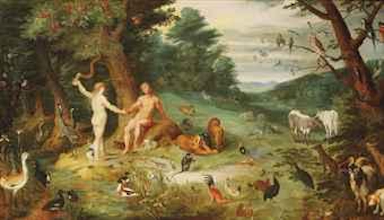 A paradise landscape with the Fall of Man by Jan Brueghel the Younger