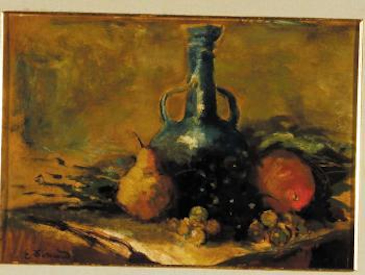 Natura morta con bottiglia e frutta by Emile Bernard