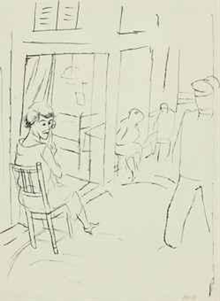 Bordellstrasse Marseille (recto); Strassenszene (verso) by George Grosz