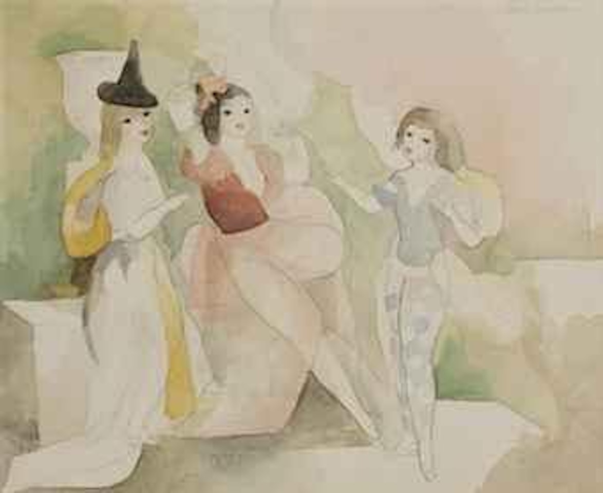 Les deux amies sur la terrasse et le jeune page by Marie Laurencin
