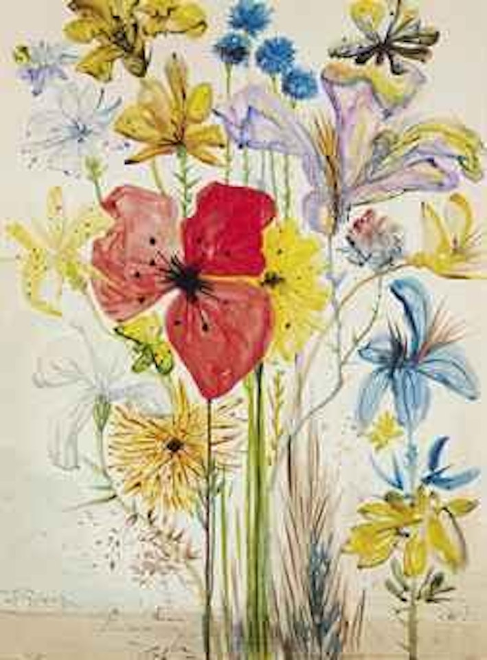 Fleurs d'été dans un paysage surréaliste by Salvador Dali