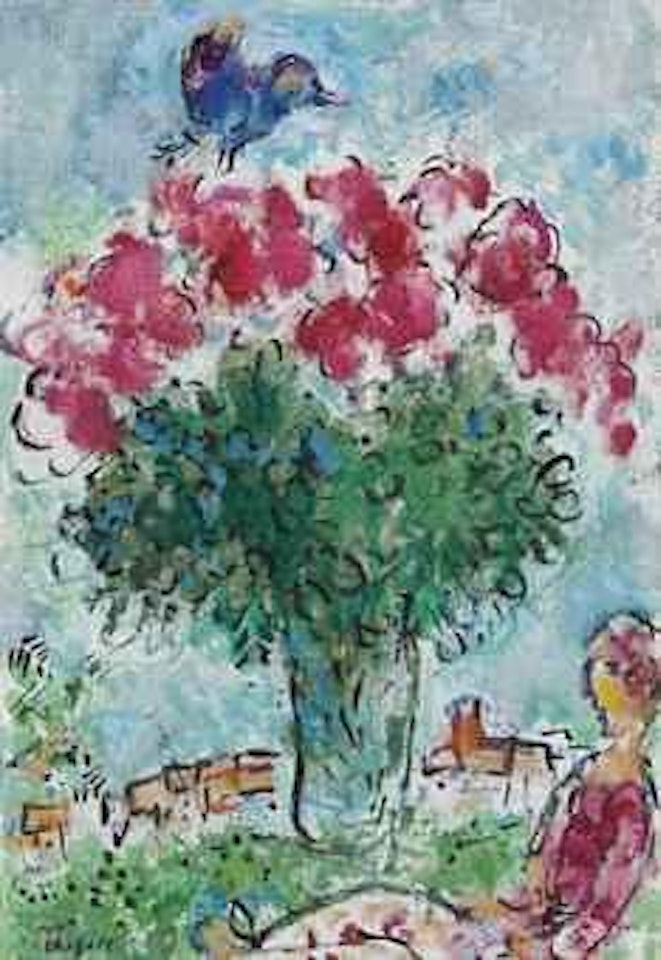 Repos devant le grand bouquet by Marc Chagall