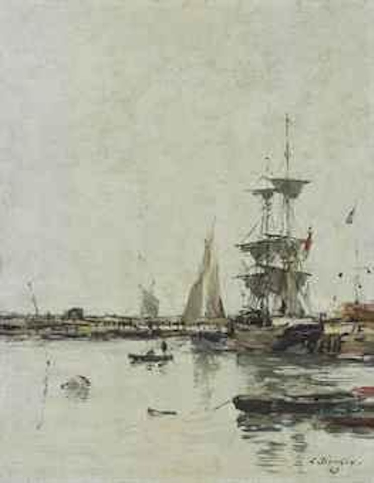 La jetée à Trouville by Eugène Boudin