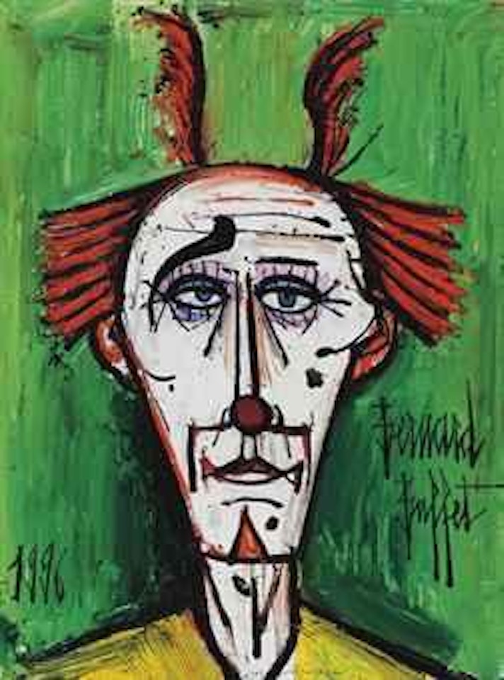 Clown fond vert by Bernard Buffet