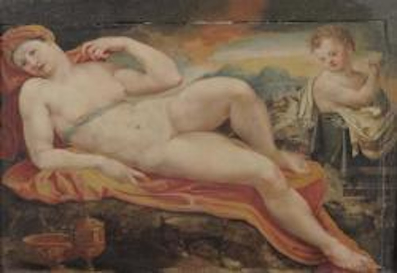 Vénus et Cupidon by Francesco Salviati