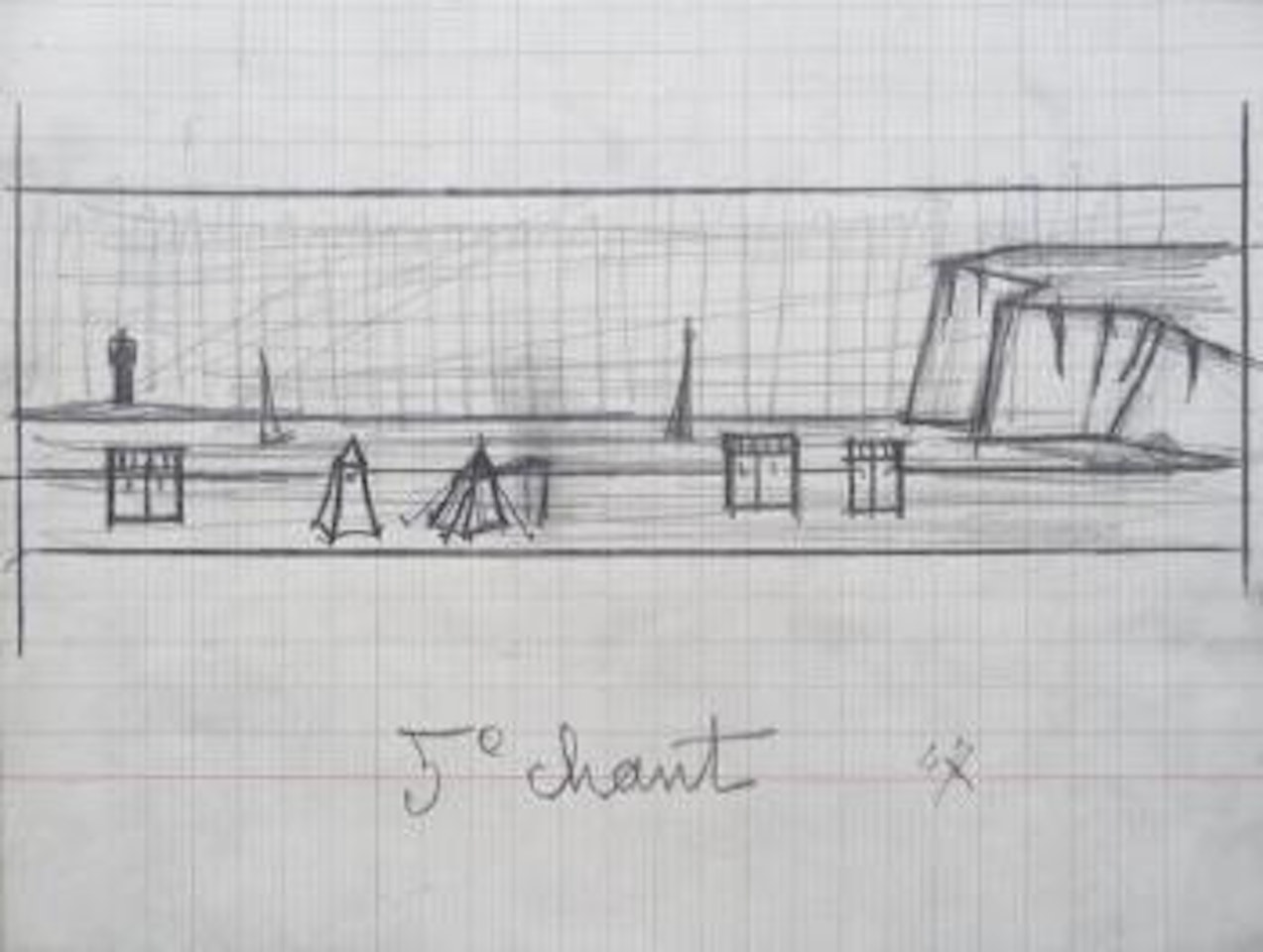 Dessin préparatoire à l'illustration de la page 83 du tome II des Chants de Maldoror by Bernard Buffet