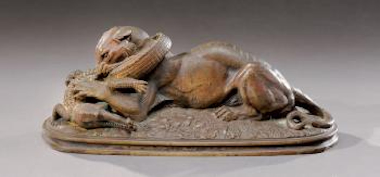 Tigre et gavial by Antoine-Louis Barye