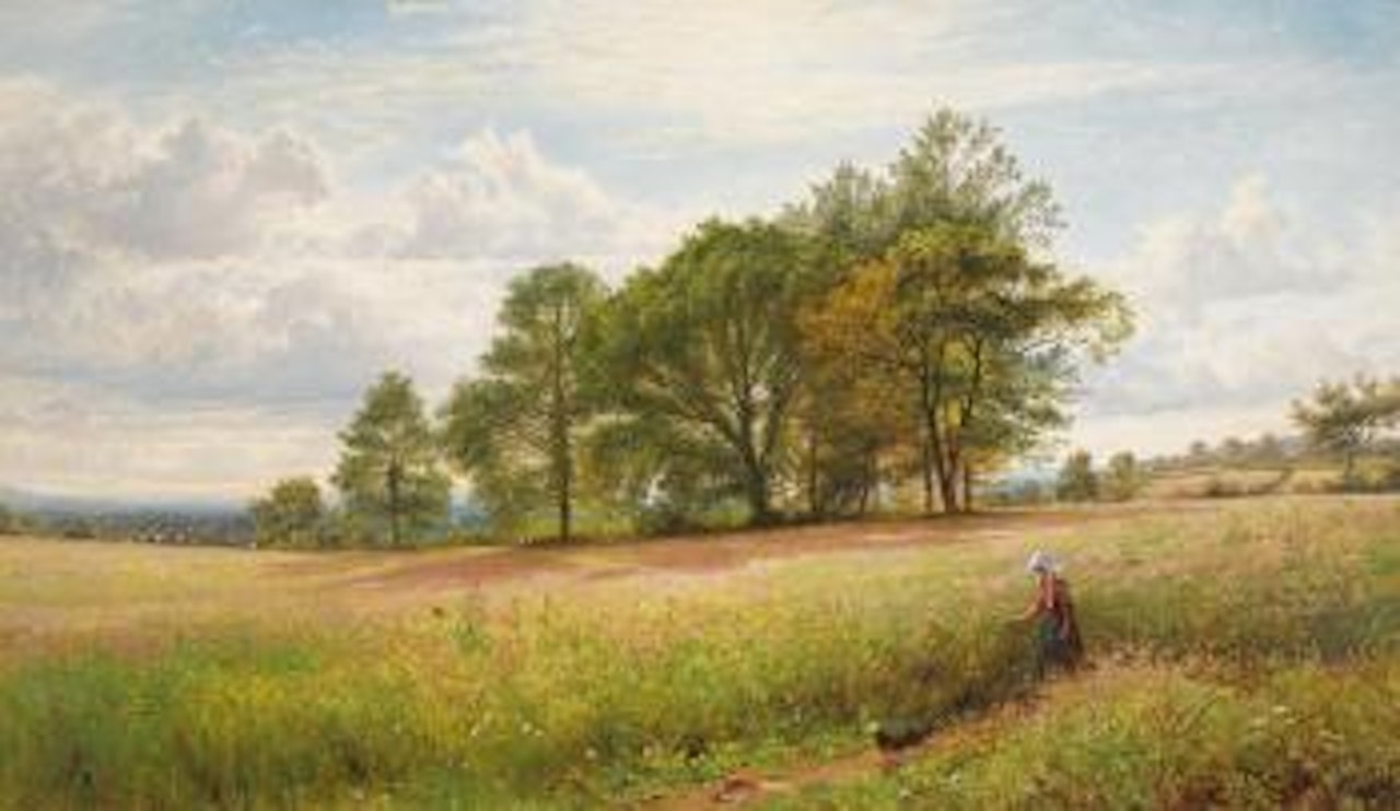 Summertime: Through The Hayfield, Worcestershire by Benjamin Williams Leader