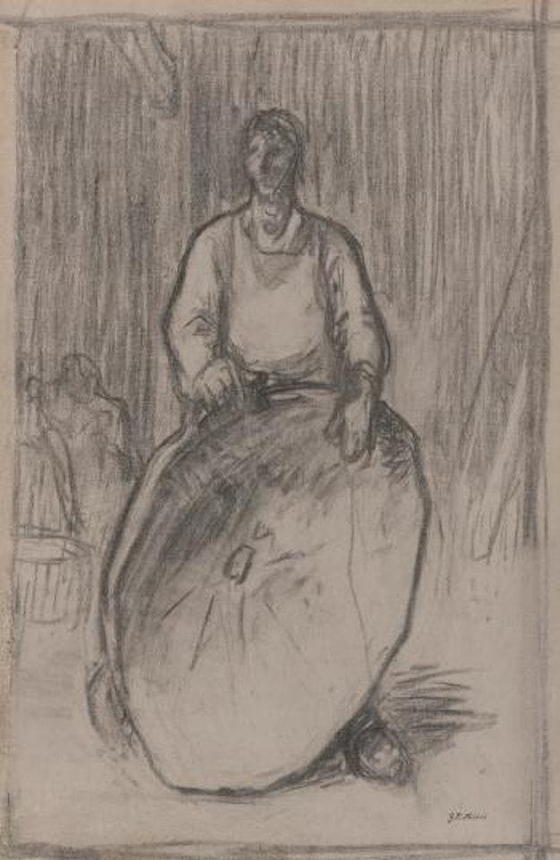 Peasant Holding a Winnowing Basket by Jean-François Millet