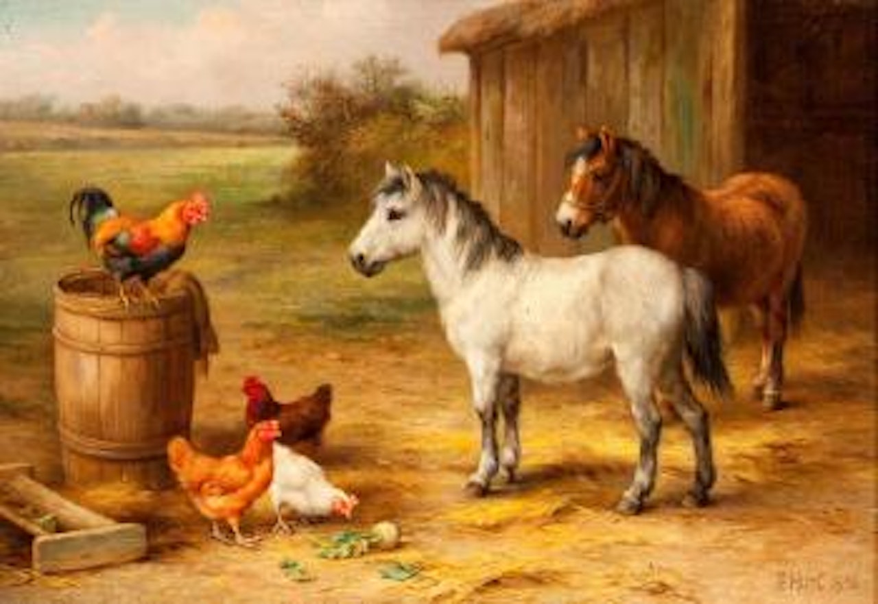 Barnyard scene by Edgar Hunt