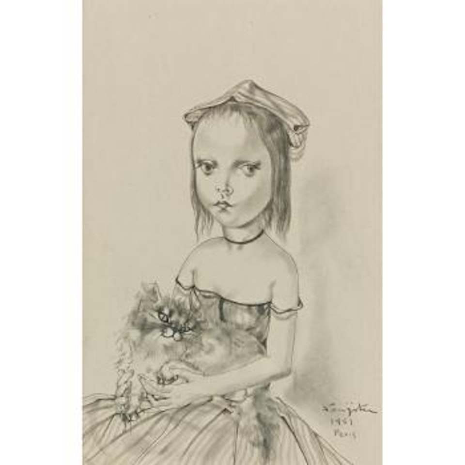 Jeune Fille Au Chat by Leonard Tsuguharu Foujita