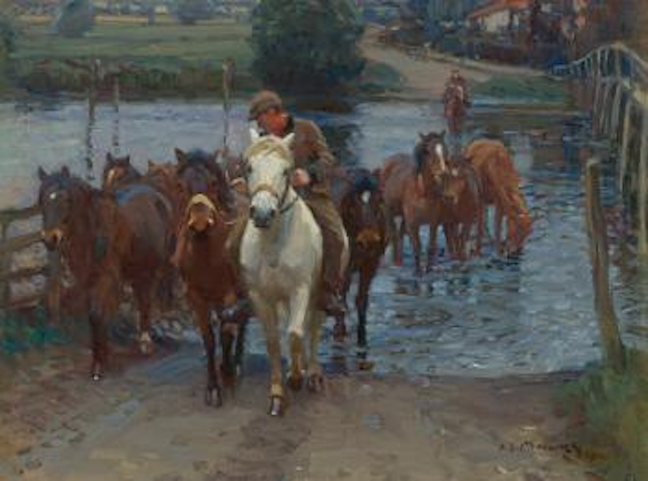 Crossing The Ford by Alfred James Munnings