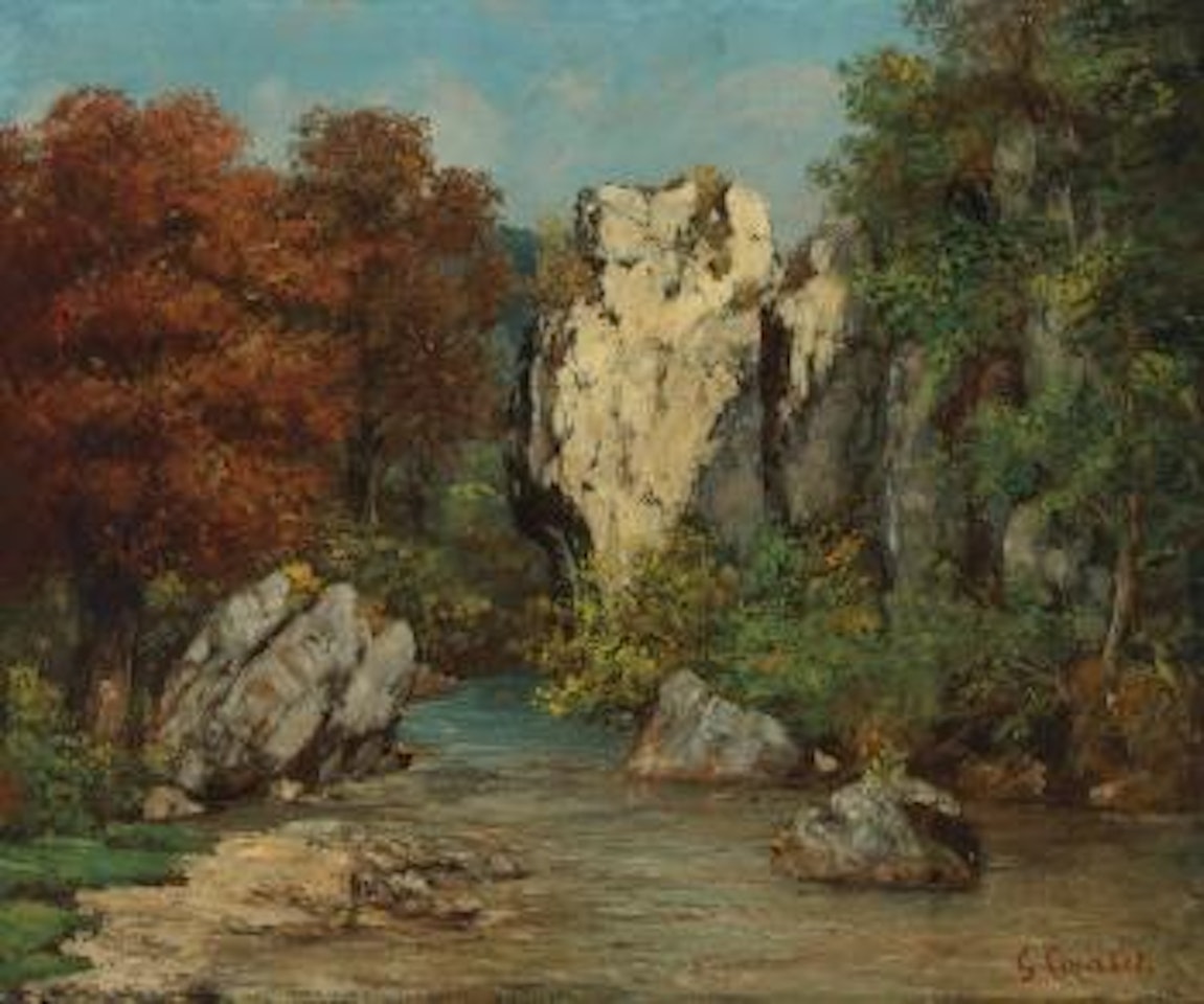 Paysage Au Ruisseau Et Au Rocher by Gustave Courbet