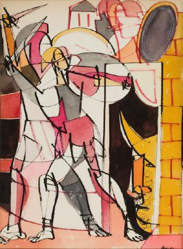 Soldier at the door by Romare Bearden