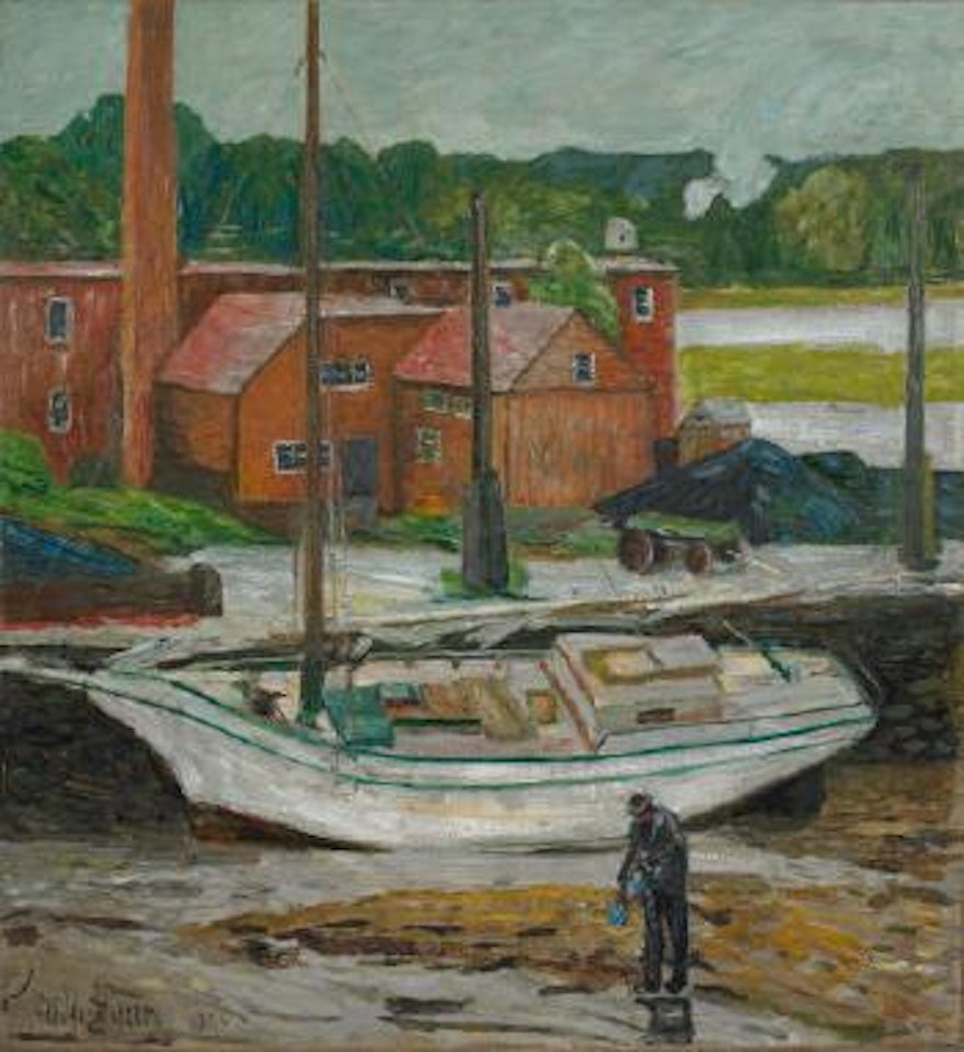 Oyster sloop, Cos Cob by Childe Hassam