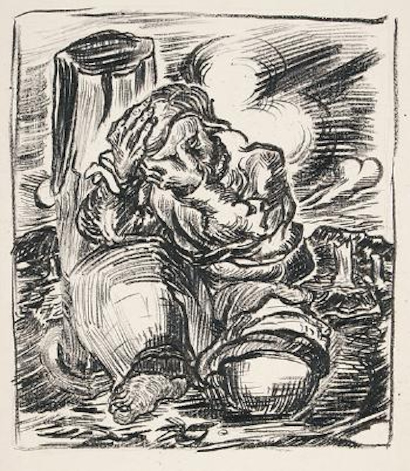Figur mit abgebrochenem Baumstumpf by Ludwig Meidner
