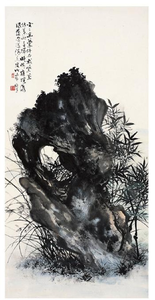 Orchid, bamboo and rare stone by Li Xiongcai