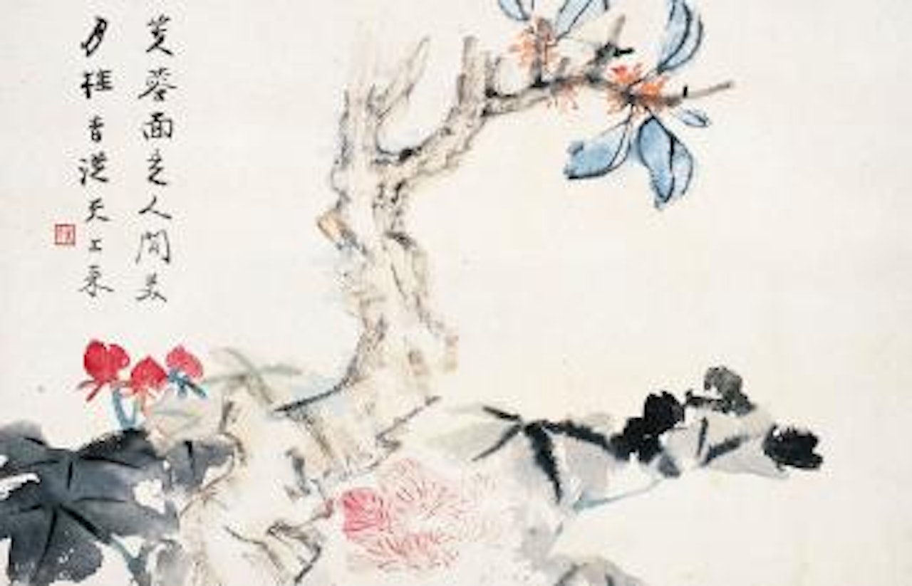 May flowers and lotus by Zhang Daqian