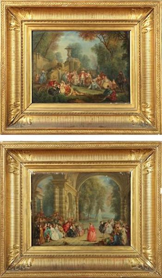 Assemblée de personnages dans un parc by Alexandre Rene Veron by Jean-Antoine Watteau