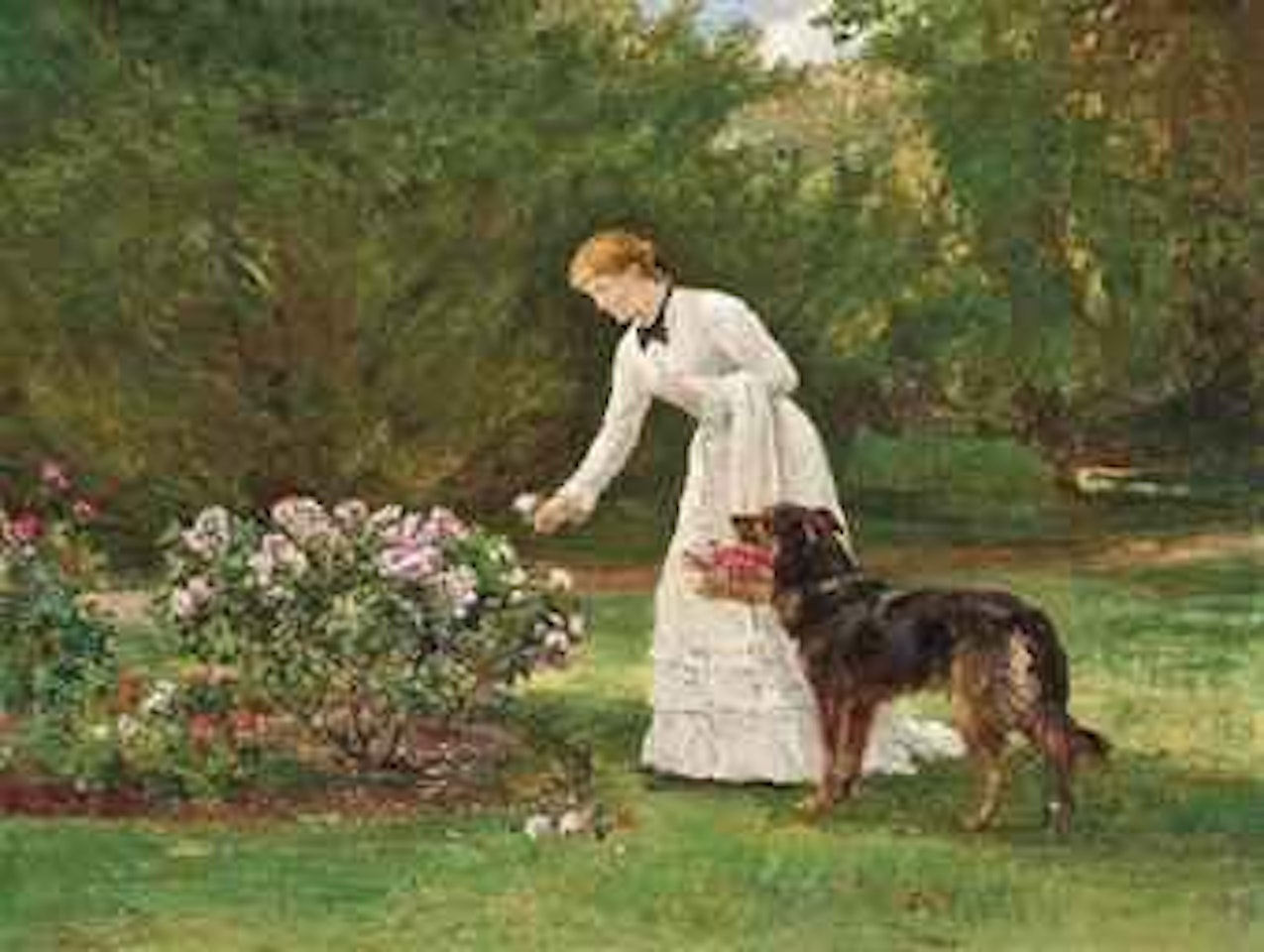 In the rose garden by Heywood Hardy