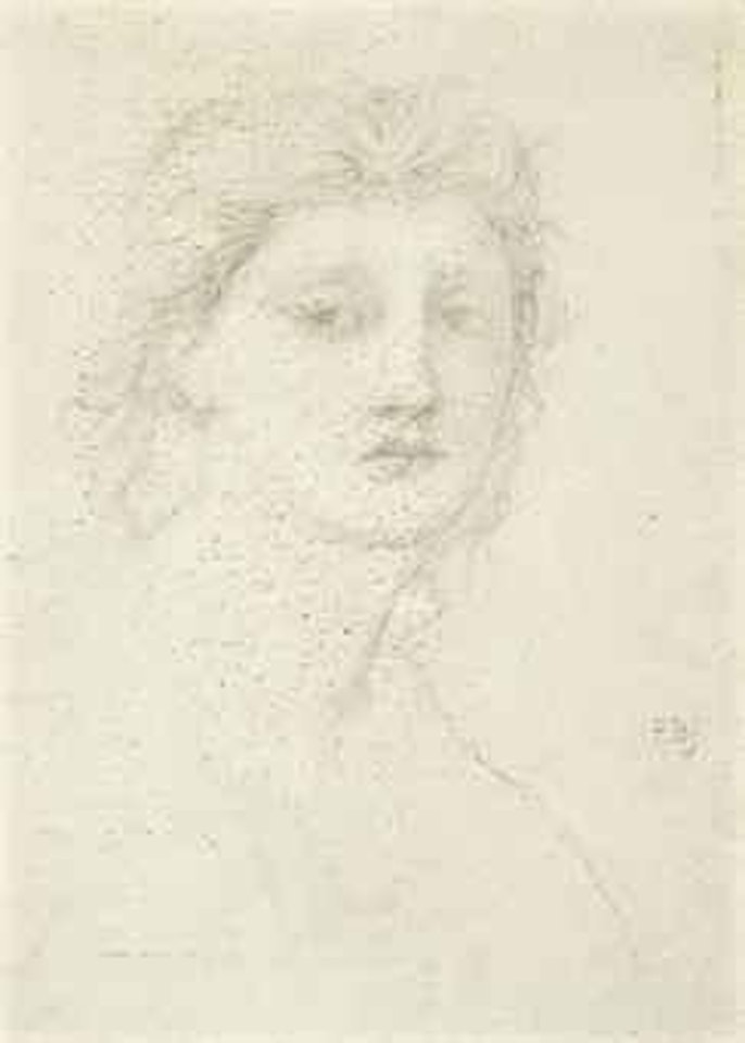 Female head study by Edward Coley Burne-Jones