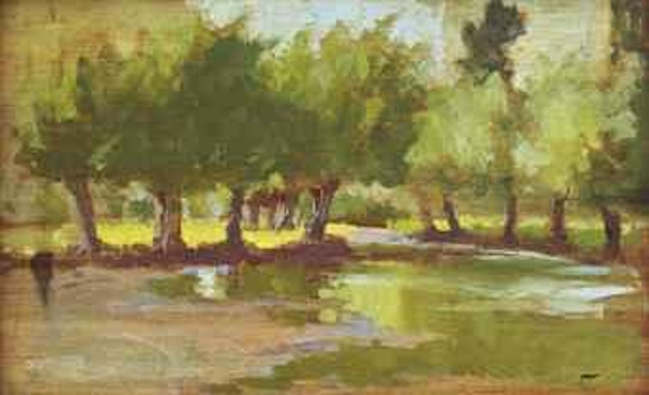 A wooded river landscape (recto), and A Spring wood (verso) by Alfred James Munnings