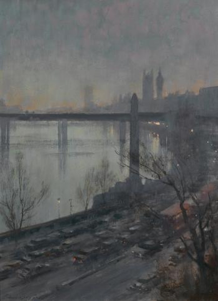 The Embankment With Cleopatra's Needle, Painted From The Savoy Hotel by Edward Seago