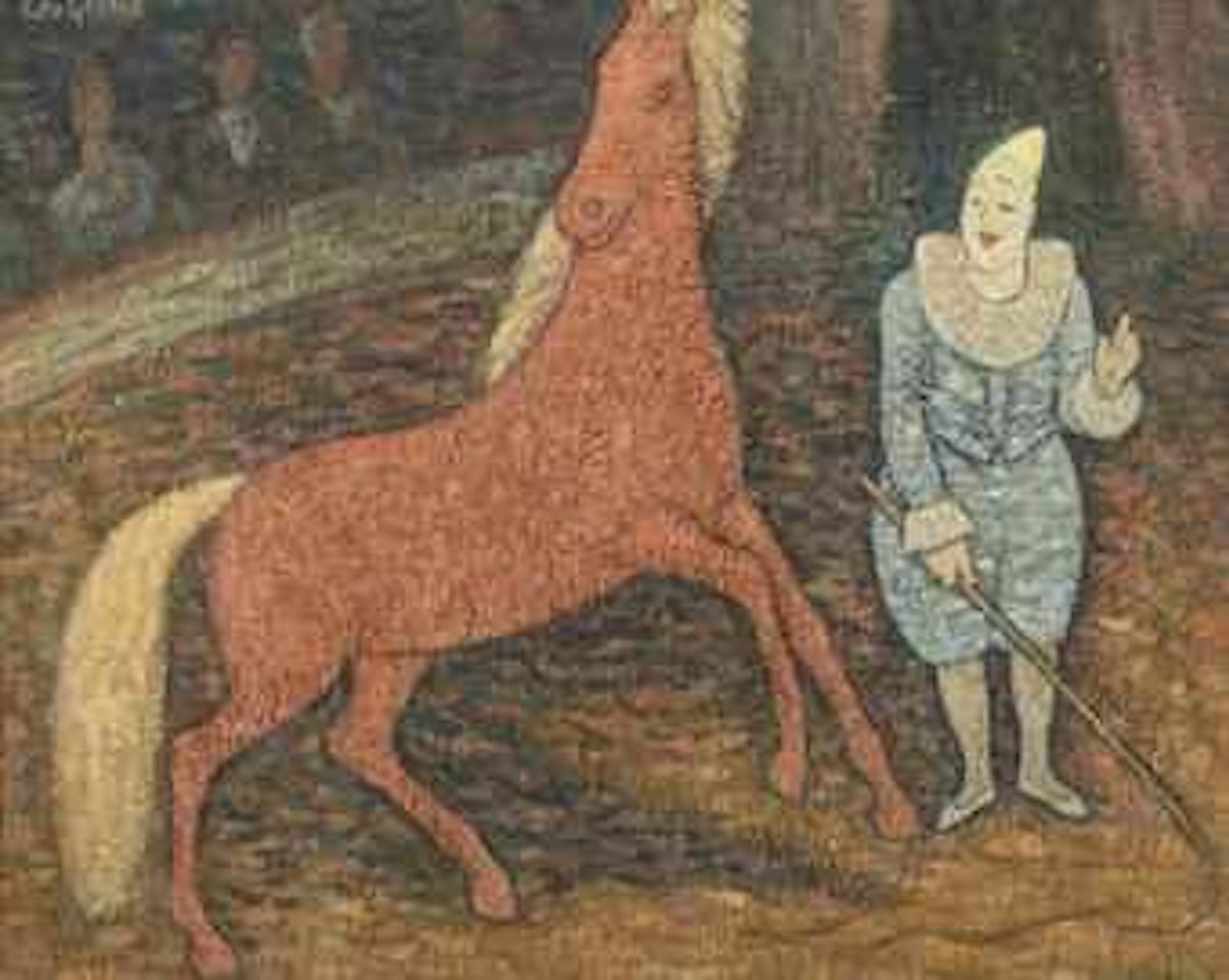 Clown met paard; at the circus by Leo Gestel