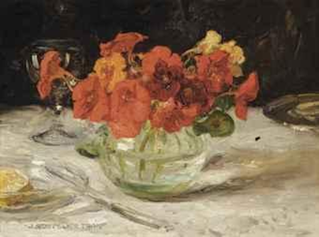A still life with Indian cress by Jan Zoetelief Tromp
