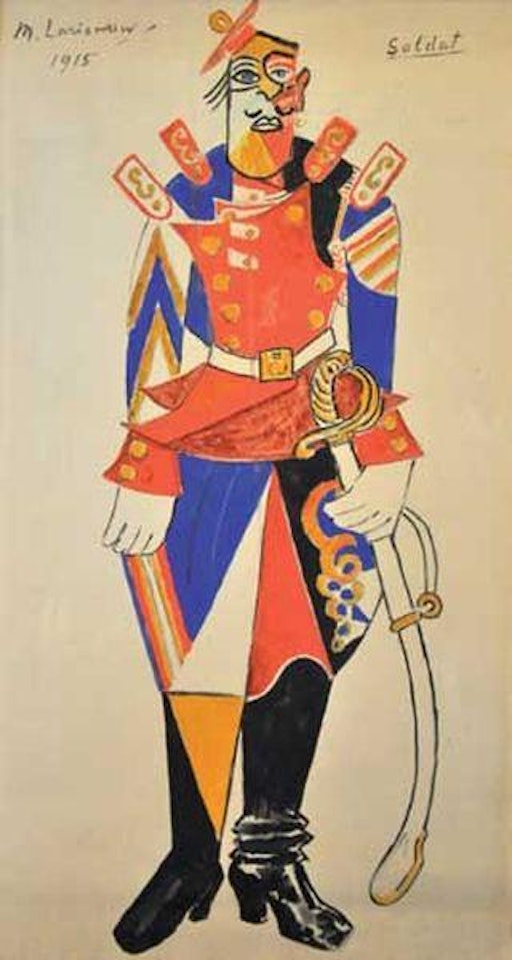 Projet de costume de soldat by Mikhail Larionov