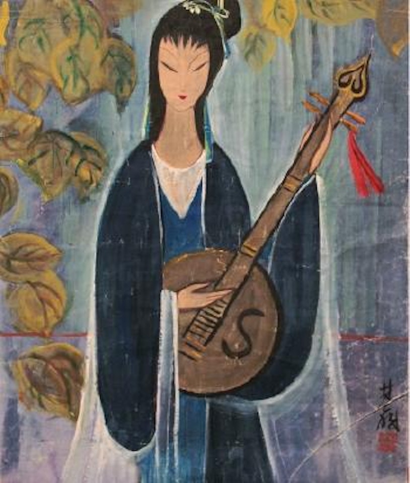 La jolie musicienne by Lin Fengmian