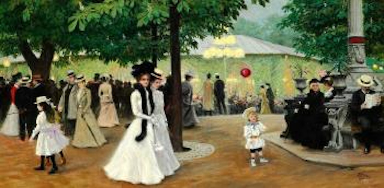 The red balloon, summer evening in Tivoli by Paul Fischer