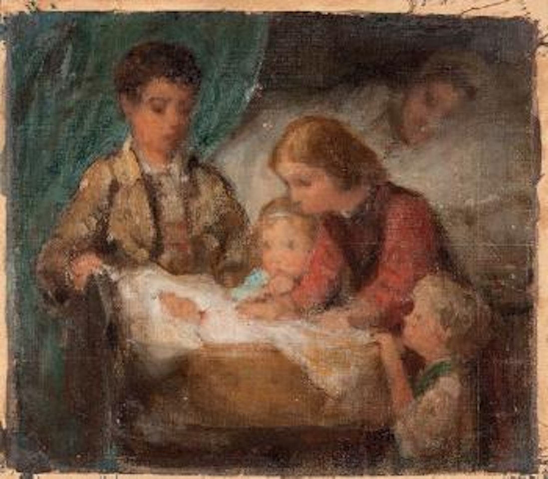 Das Neugeborene by Albert Anker