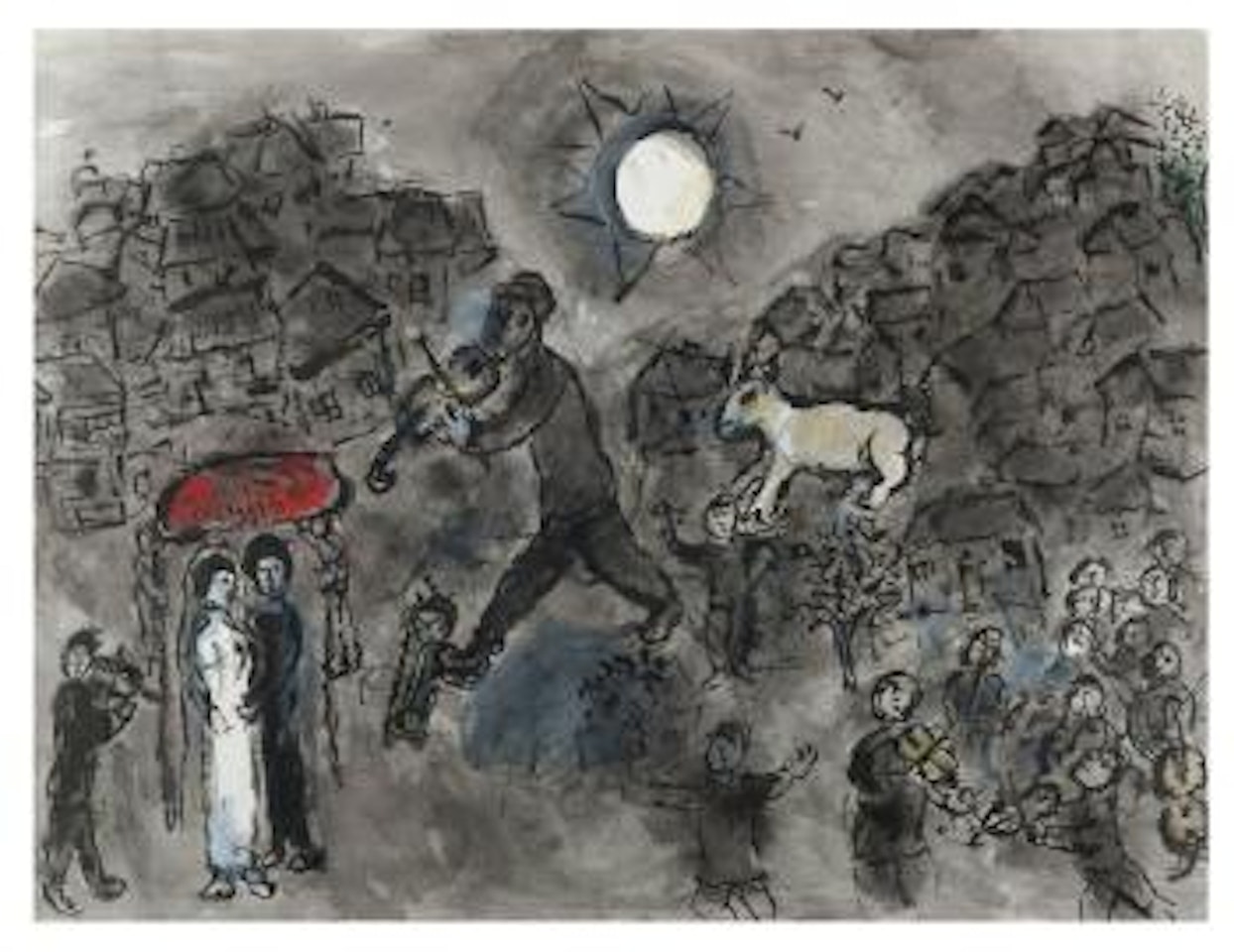 Couple d'amoureaux et violonistes by Marc Chagall