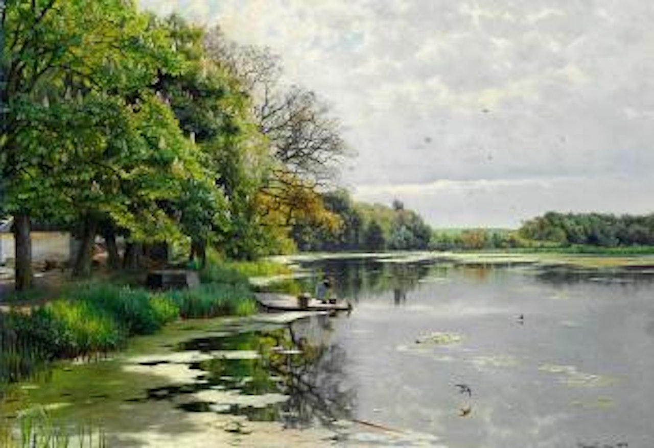 A washerwoman at Bredesø by Peder Mork Monsted